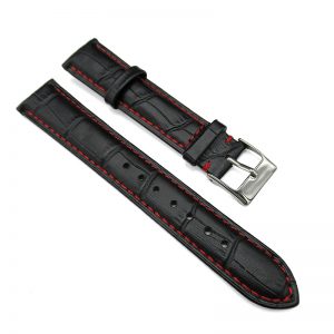 Black alligator embossed leather watch band